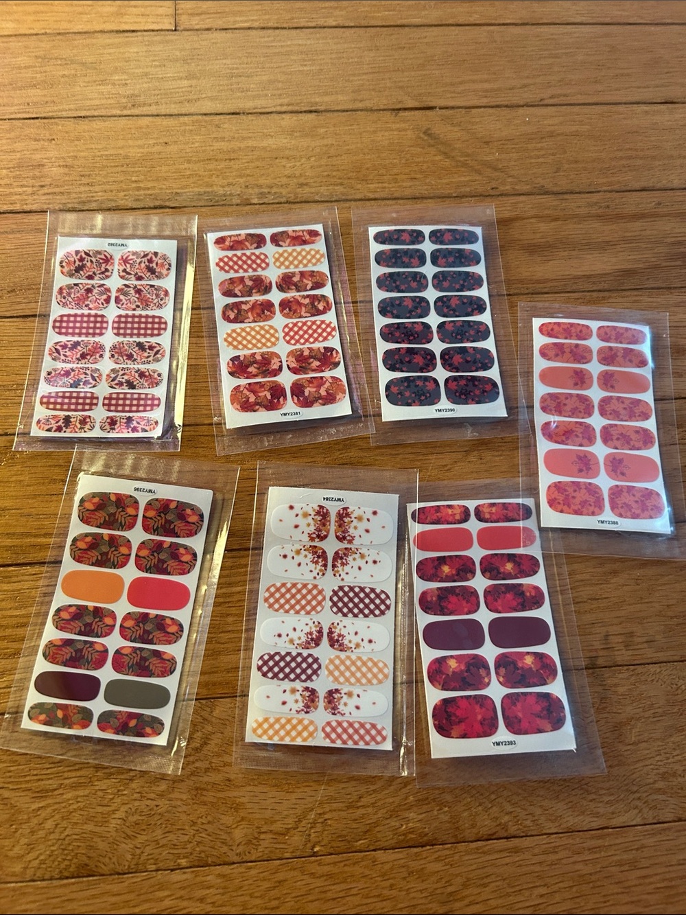 Floral & Pattern Nail Wraps - Pink, Red, Orange, Black Options